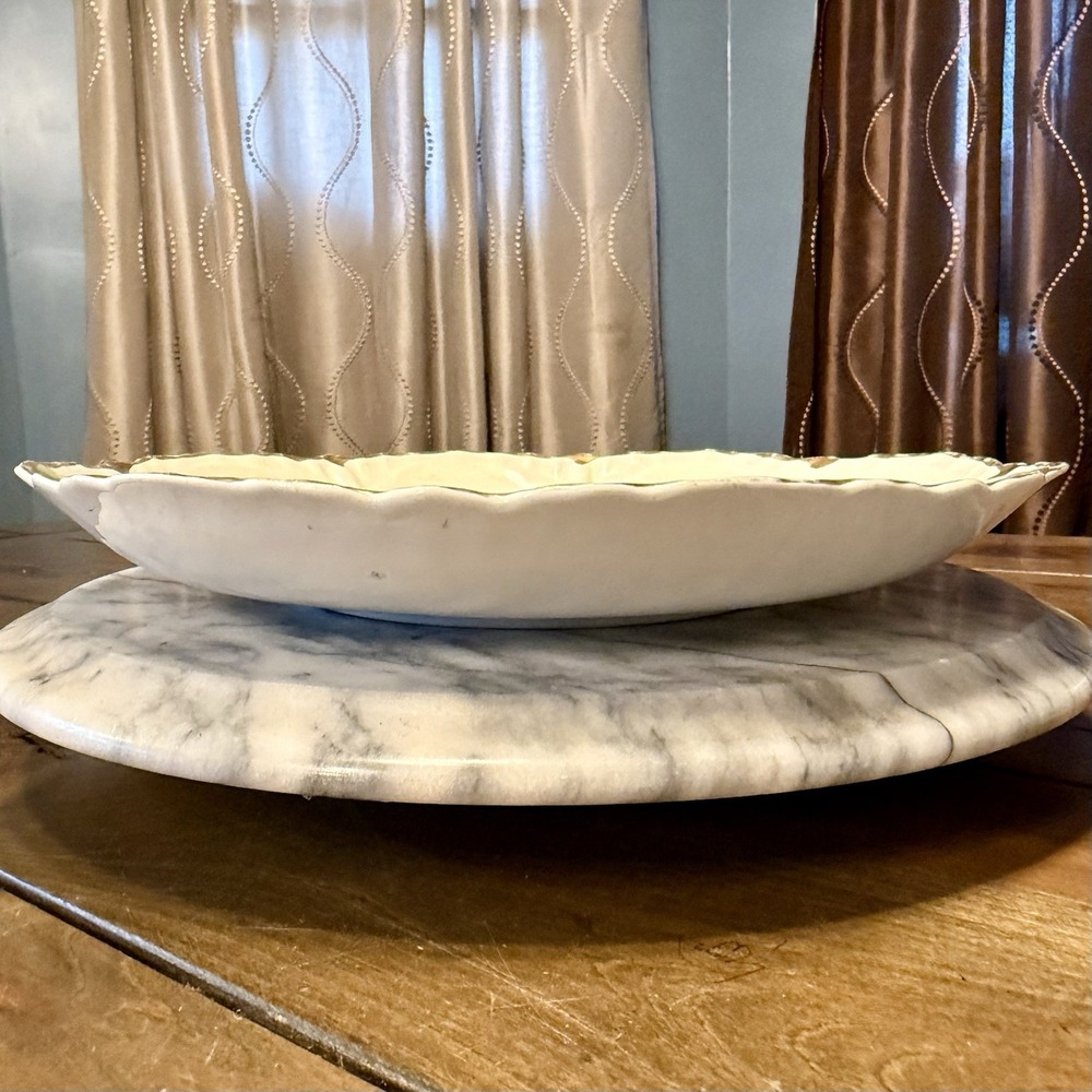 Antique VTG Hand Painted Large 11" Serving Bowl Plate Yellow Rose Roses Guyeauā - Picture 6 of 6
